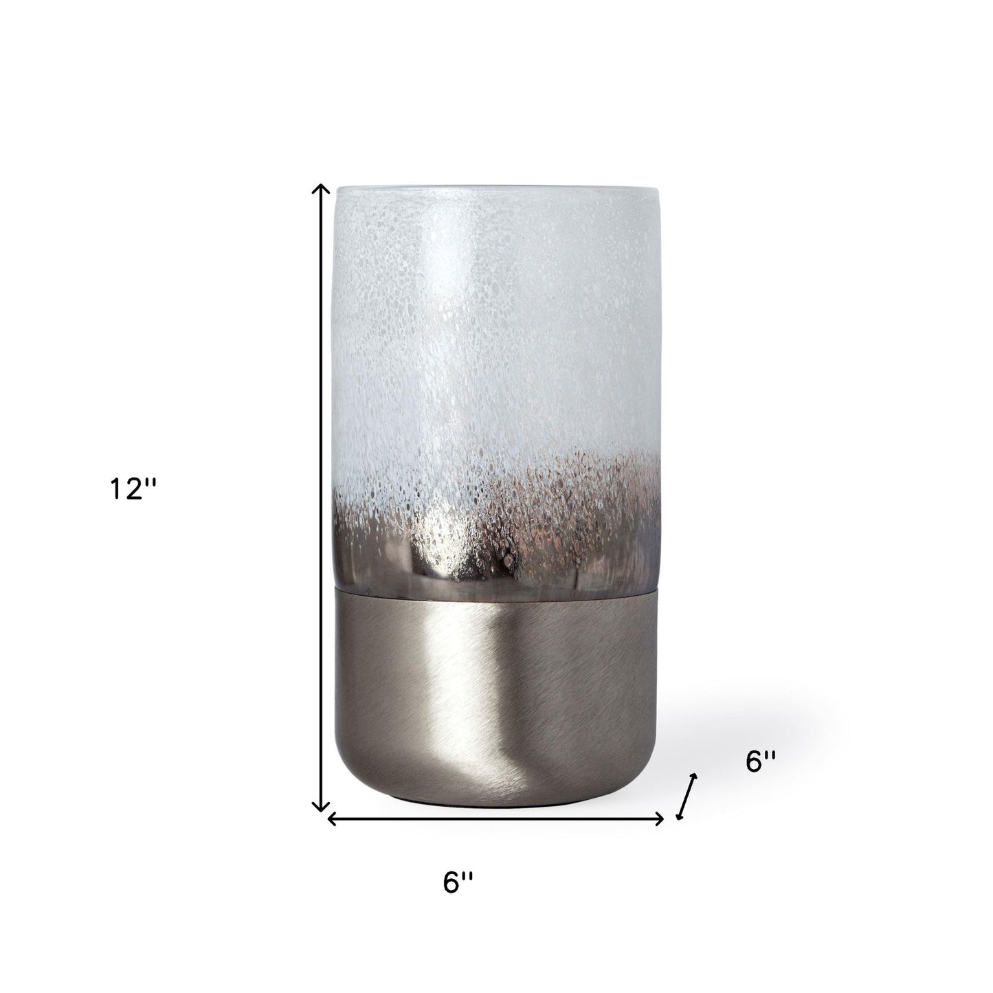 12" White Abstract Cylinder Crystal Glass Table Vase