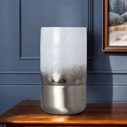 12" White Abstract Crystal Glass Cylinder Table Vase