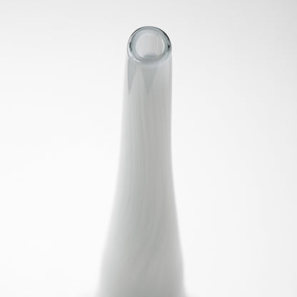 21" Blue Gray and Taupe Handblown Spun Glass Vase
