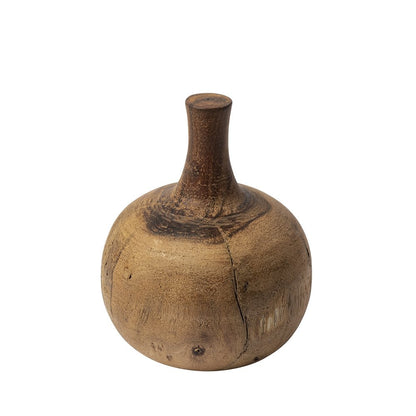 8" Brown Abstract Cylinder Solid Wood Table Vase