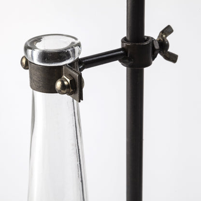 Set of Two Dark Brown Abstract Cylinder Metal Table Vase
