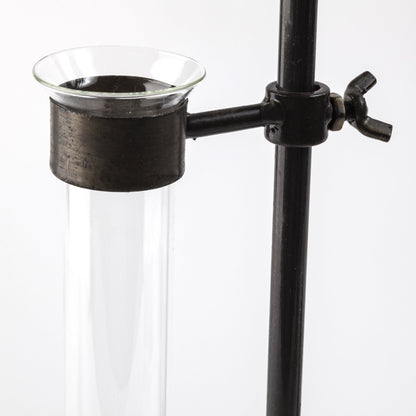 Set of Two Dark Brown Abstract Cylinder Metal Table Vase