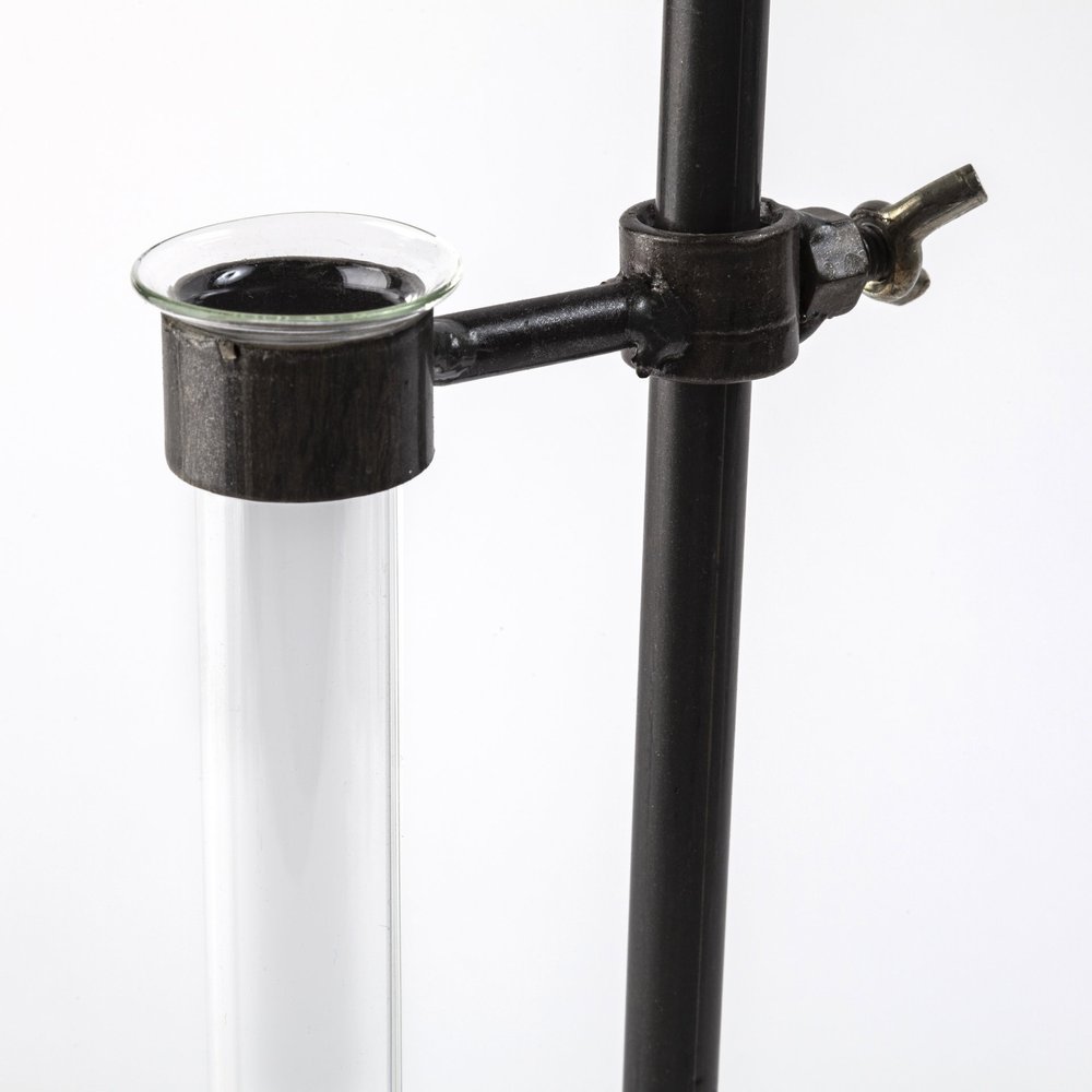 Set of Two Dark Brown Abstract Metal Cylinder Table Vases