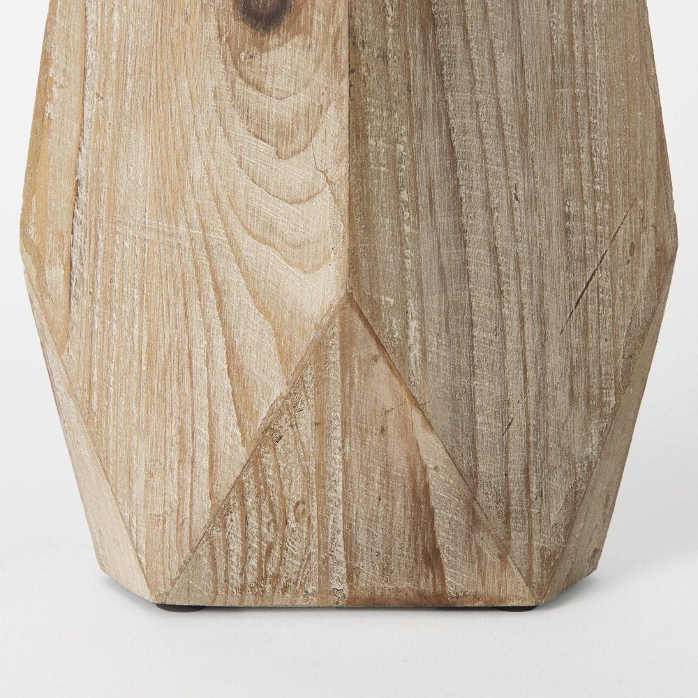 15" Natural Abstract Cylinder Solid Wood Table Vase