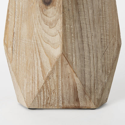 15" Natural Abstract Cylinder Solid Wood Table Vase