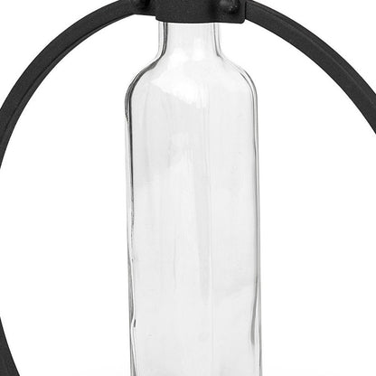 10" Black Abstract Cylinder Metal Table Vase