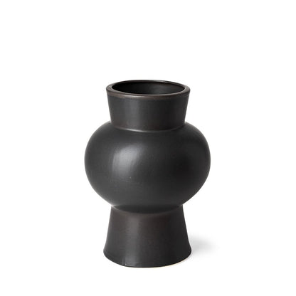 11" Black Abstract Cylinder Ceramic Table Vase