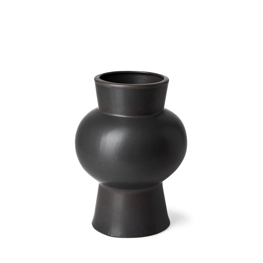 11" Black Abstract Cylinder Ceramic Table Vase