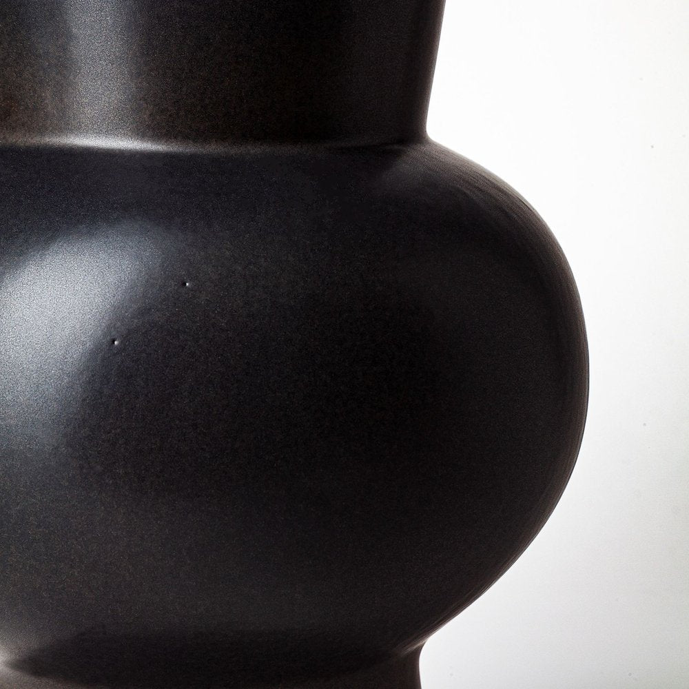 11" Black Abstract Cylinder Ceramic Table Vase