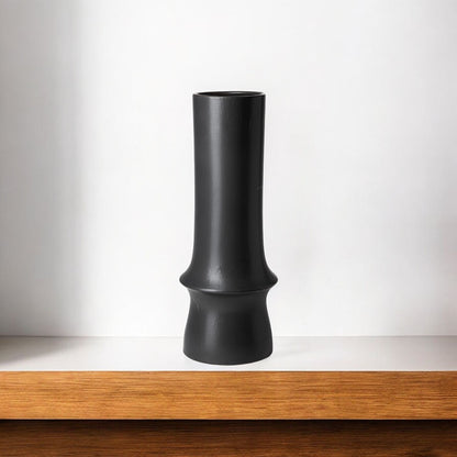 17" Black Abstract Cylinder Ceramic Table Vase
