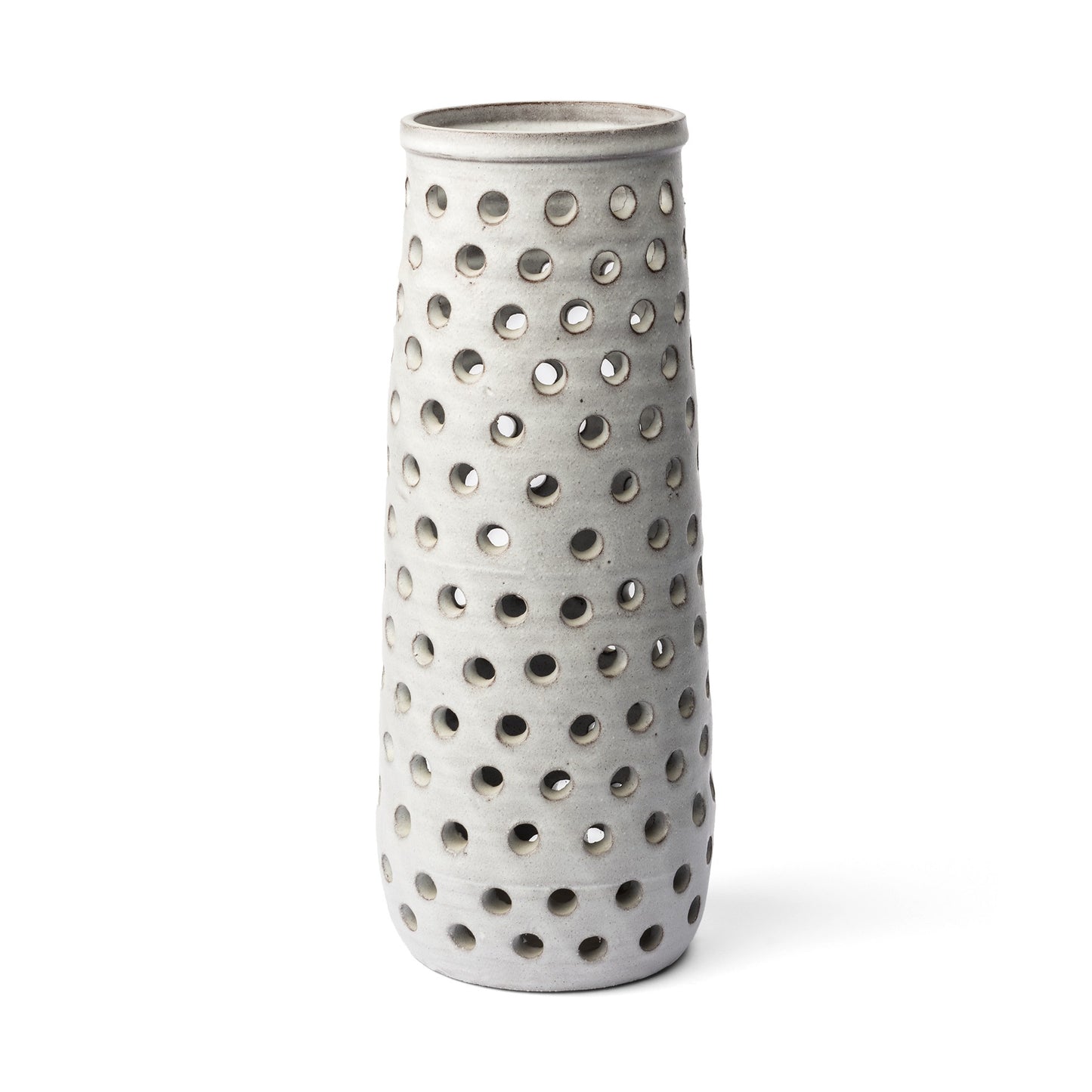 19" White Abstract Cylinder Ceramic Table Vase