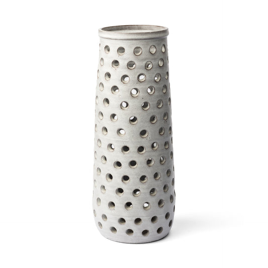 19" White Abstract Cylinder Ceramic Table Vase