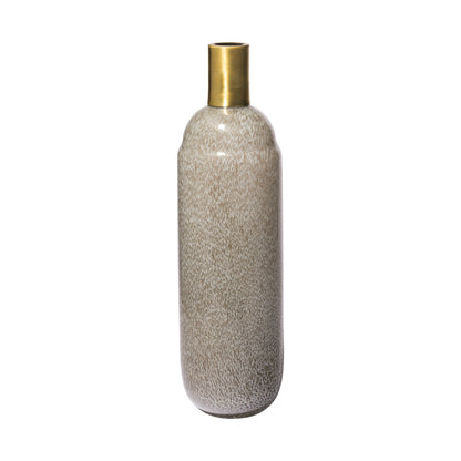 15" Brown Abstract Cylinder Crystal Glass Table Vase