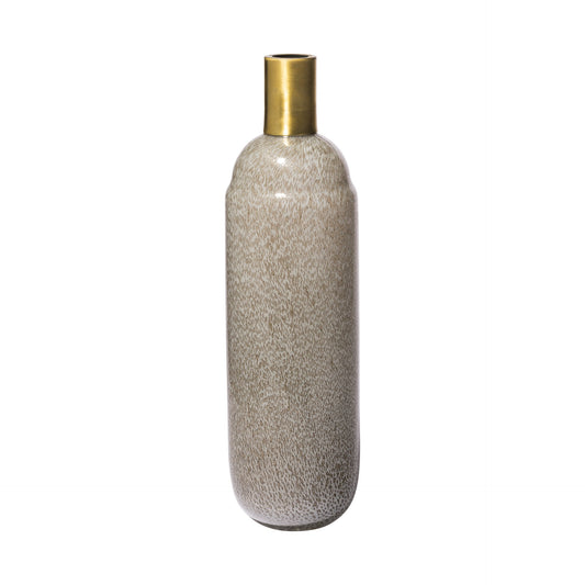 15" Brown Abstract Cylinder Crystal Glass Table Vase
