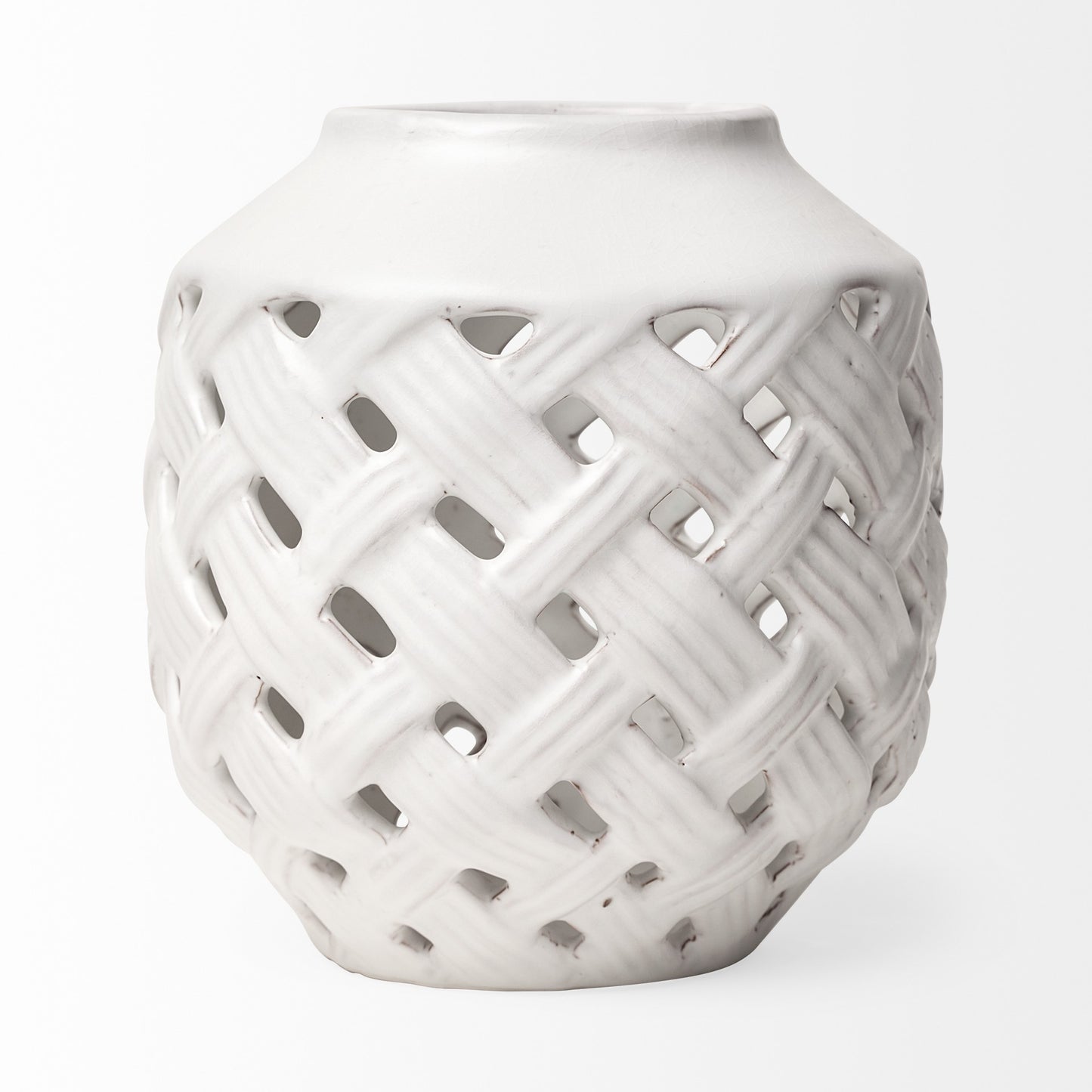 8" White Abstract Cylinder Ceramic Table Vase