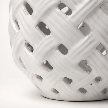 8" White Abstract Cylinder Ceramic Table Vase