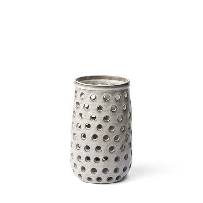 12" White Abstract Cylinder Ceramic Table Vase