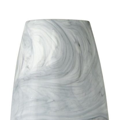 12" Gray And White Abstract Cylinder Crystal Glass Table Vase