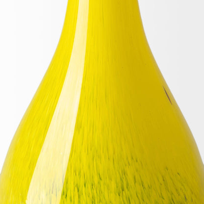 21" Yellow Abstract Cylinder Crystal Glass Table Vase
