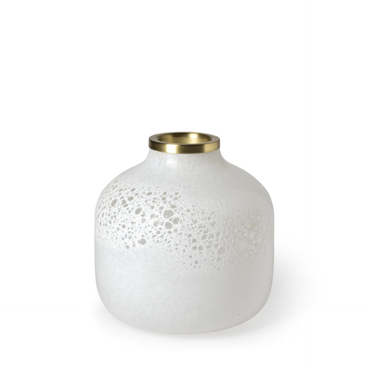 8" White Abstract Cylinder Crystal Glass Table Vase
