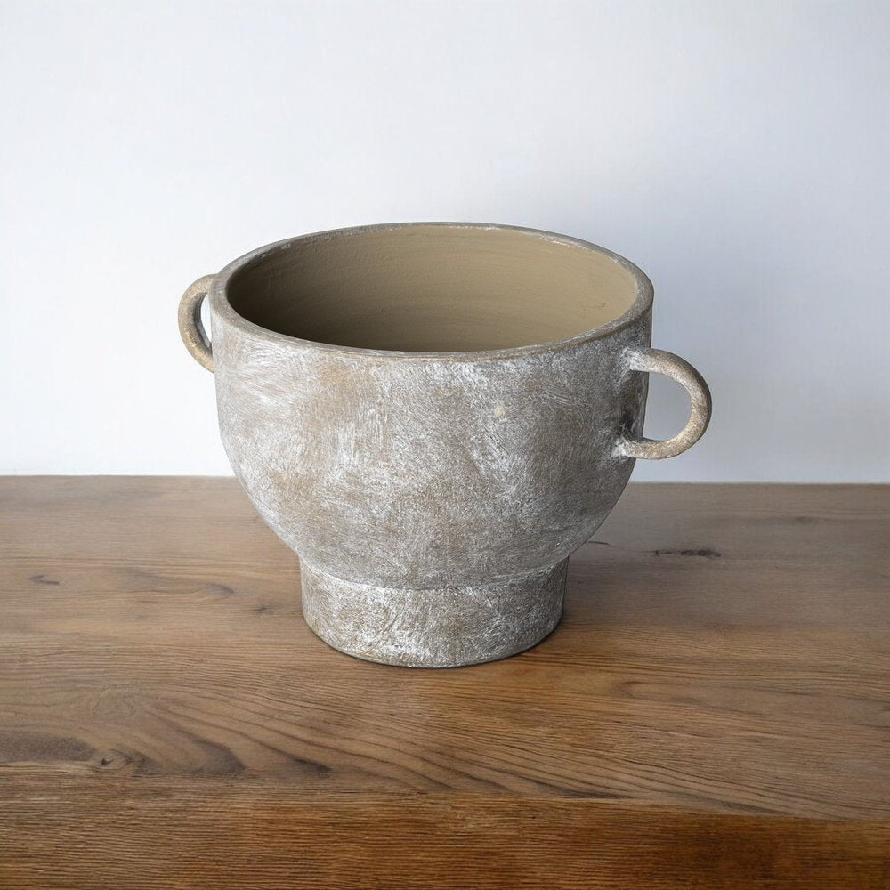 7" Brown Abstract Cylinder Ceramic Table Vase