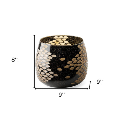 8" Gold Abstract Cylinder Crystal Glass Table Vase