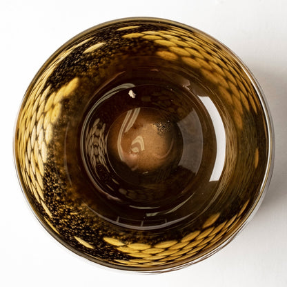 8" Gold Abstract Cylinder Crystal Glass Table Vase