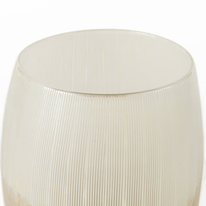 9" Cream Abstract Cylinder Crystal Glass Table Vase