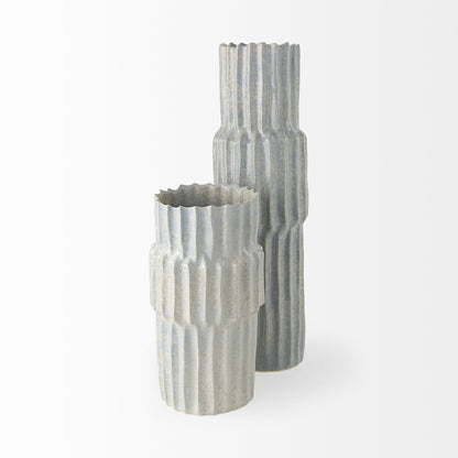 23" Gray Abstract Cylinder Ceramic Table Vase