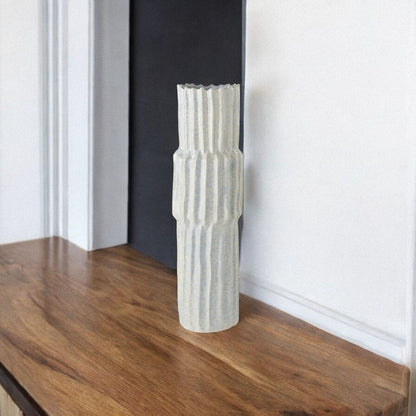 23" Gray Abstract Cylinder Ceramic Table Vase