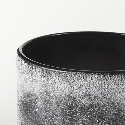 6" Brown And Black Abstract Cylinder Ceramic Table Vase