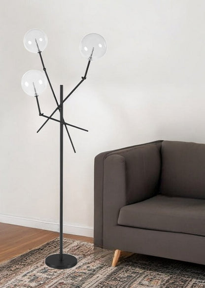 84" Black LED Floor Lamp With White