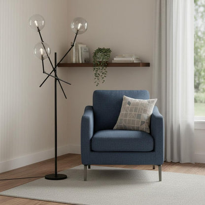 84" Black LED Floor Lamp With White