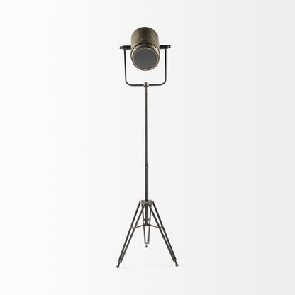 61" Antiqued Gold LED Movie Set Floor Lamp With Gold Metal Shade