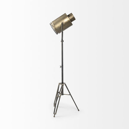 61" Antiqued Gold LED Movie Set Floor Lamp With Gold Metal Shade