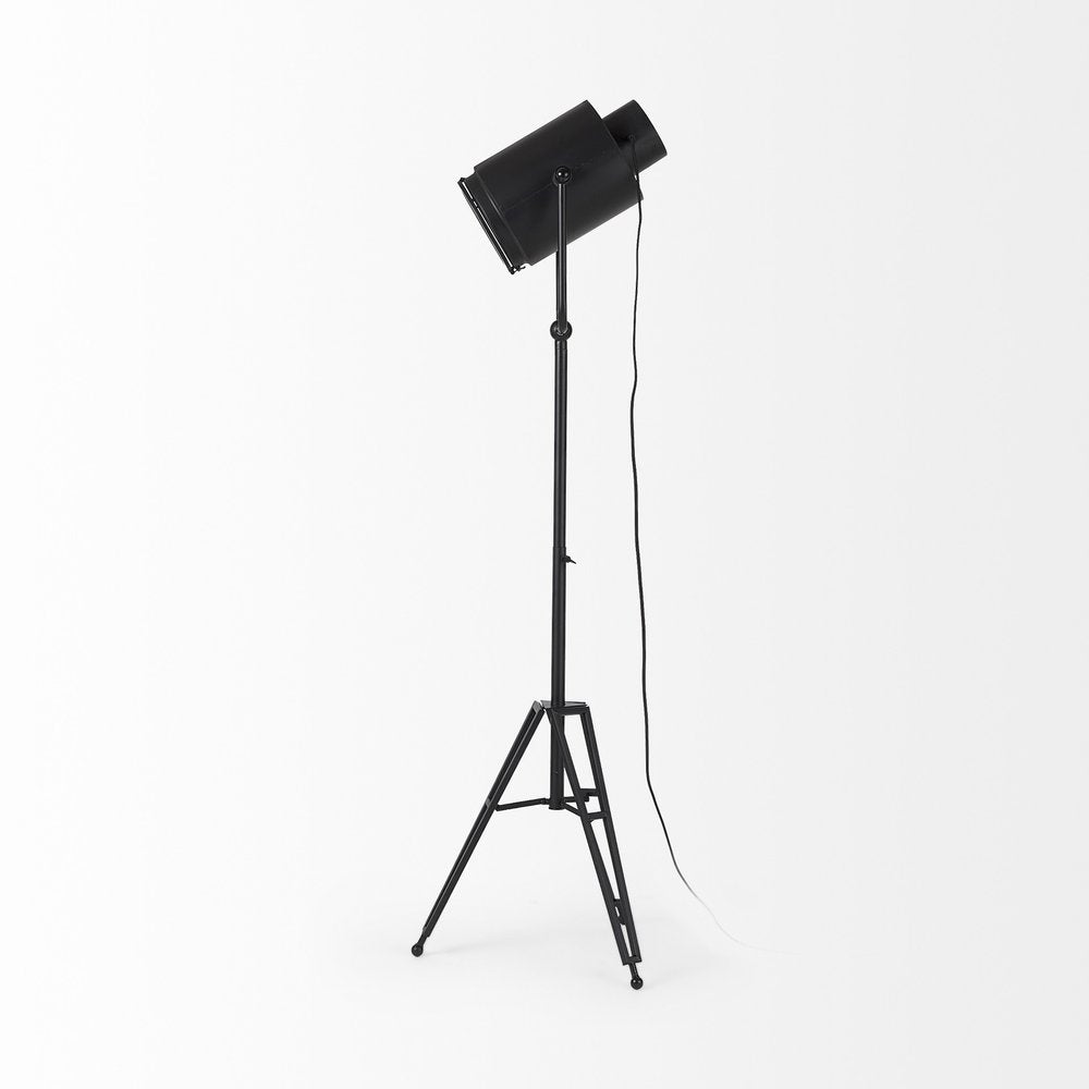 61" Black LED Floor Lamp With Black Metal Shade