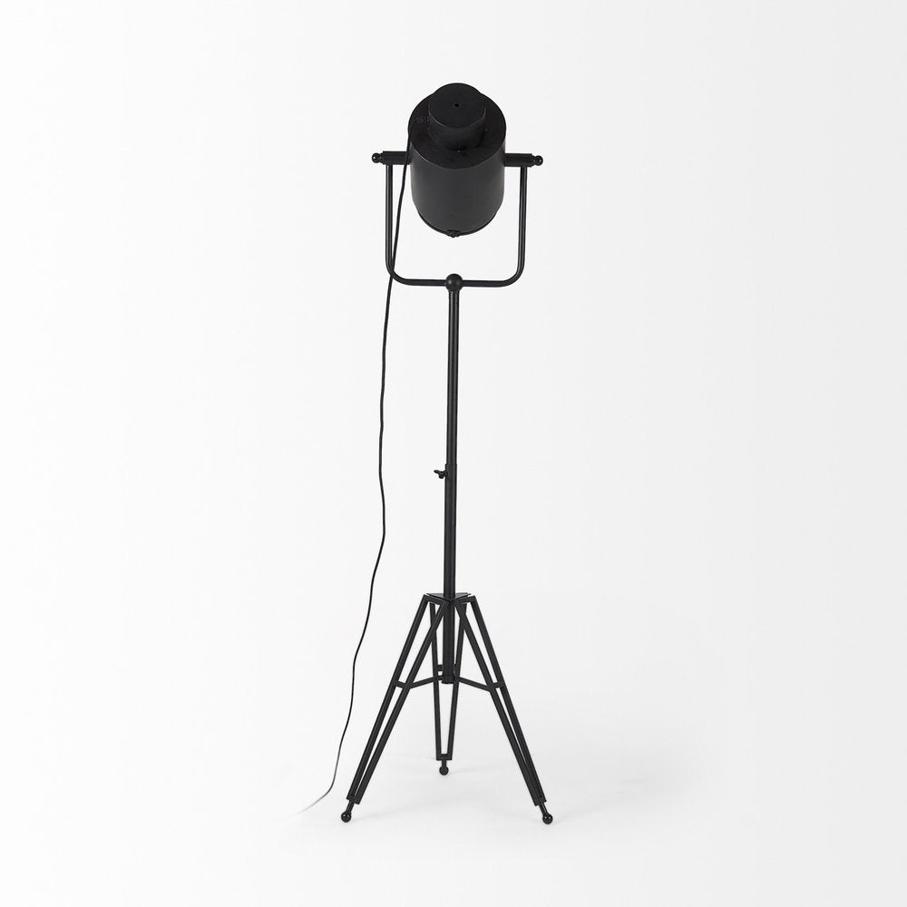 61" Black LED Floor Lamp With Black Metal Shade