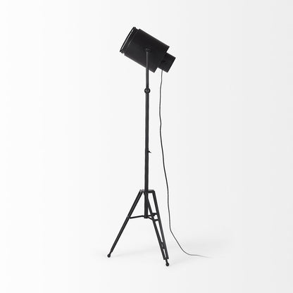 61" Black LED Floor Lamp With Black Metal Shade