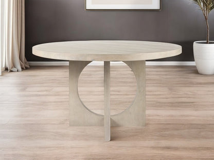54" Natural Rounded Pedestal Base Dining Table