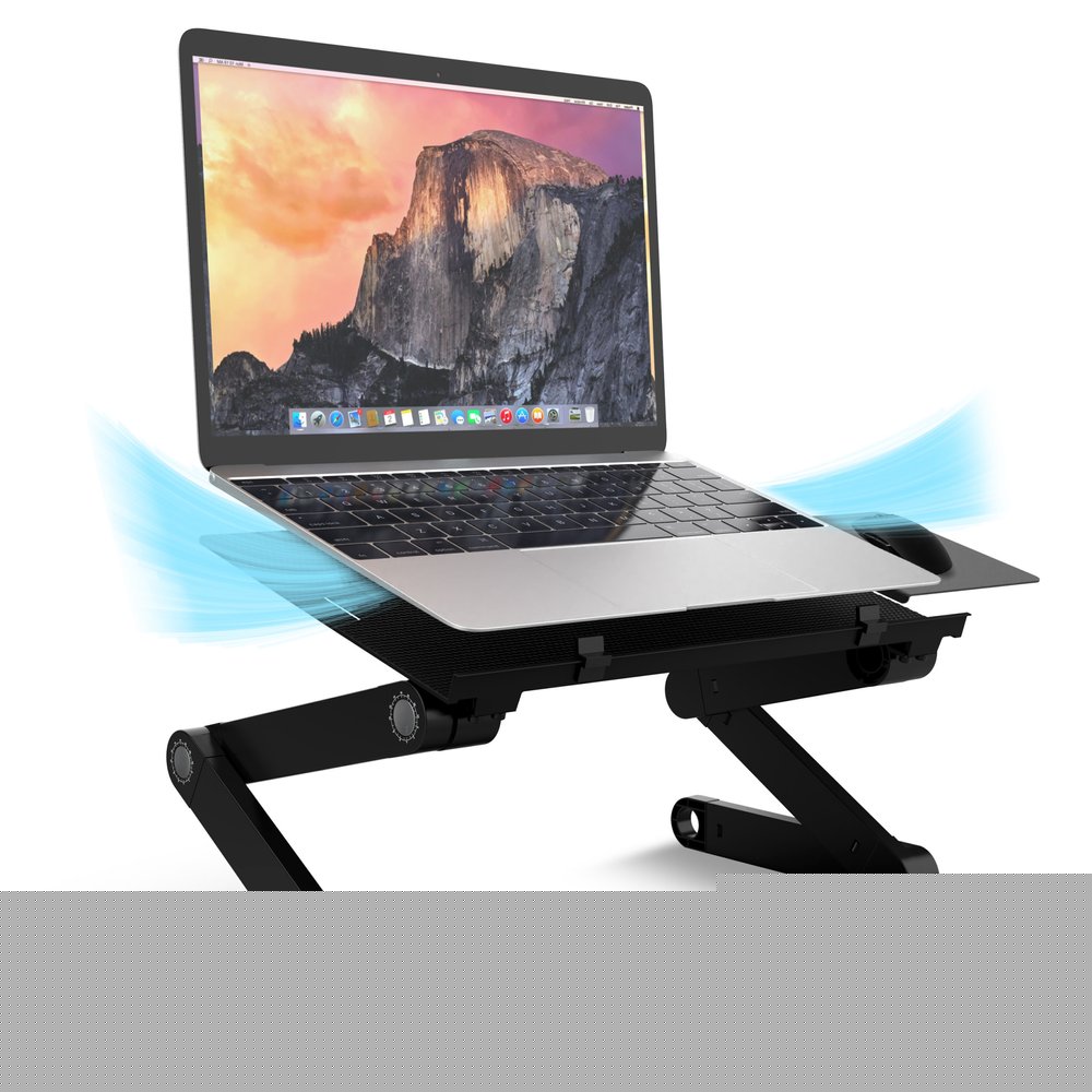 Black Folding Laptop Desk or Laptop Stand with Mousepad