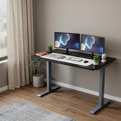 48" Adjustable Black and Gray Stainless Steel Standing Desk