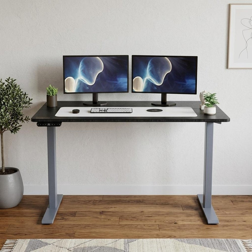 Adjustable Black and Gray Stainless Steel Rolling Standing Desk