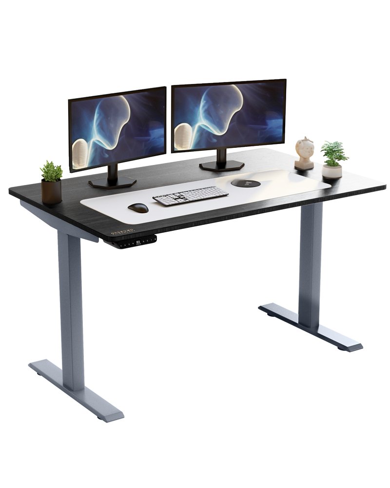 60" Adjustable Black and Gray Stainless Steel Standing Desk