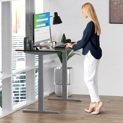 60" Adjustable Black and Gray Stainless Steel Standing Desk