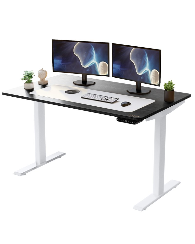 60" Adjustable Black and White Stainless Steel Standing Desk
