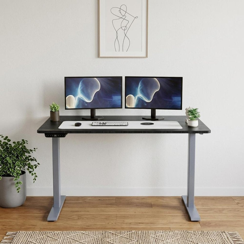 48" Adjustable Black and Gray Standing Desk