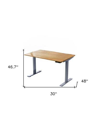 30" Adjustable Brown and Gray Stainless Steel Computer Desk