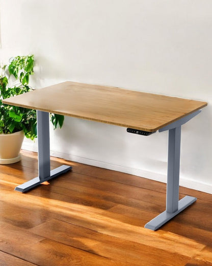 48" Adjustable Brown and Gray Stainless Steel Computer Desk