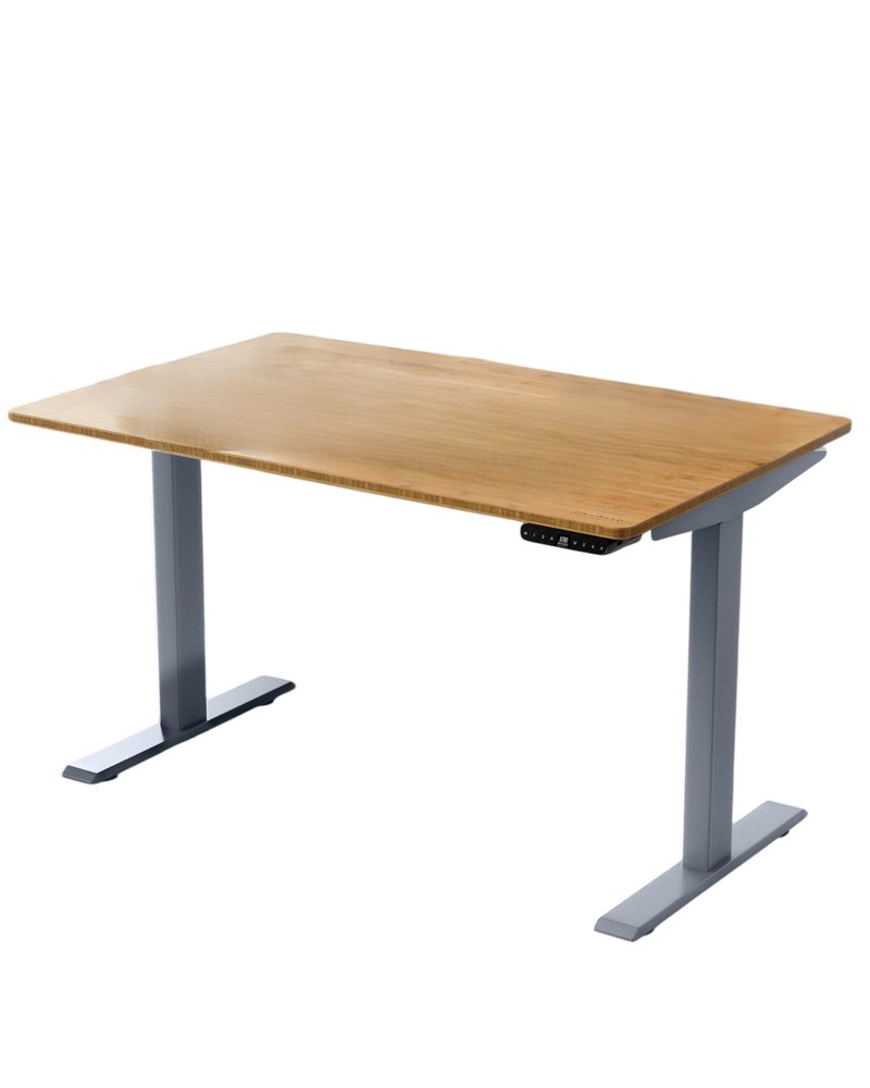 48" Adjustable Brown and Gray Stainless Steel Computer Desk
