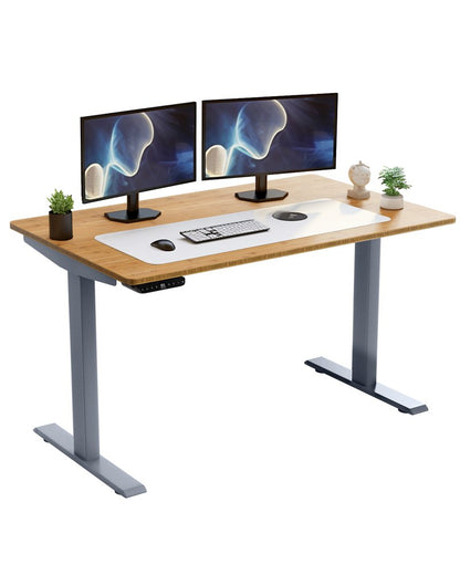 48" Adjustable Brown and Gray Stainless Steel Computer Desk